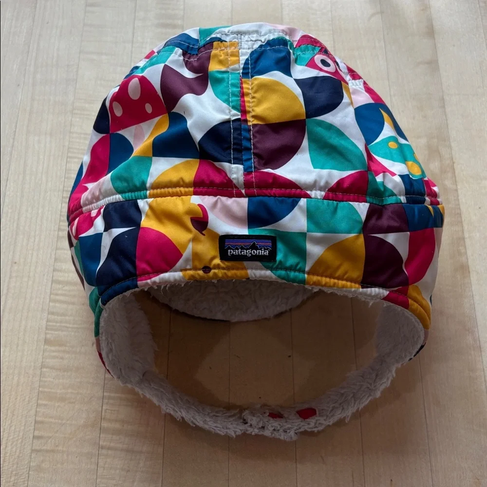 Patagonia Infant Toddler Earflap Shelled Synchilla Cap Colorful Geometric Fleece